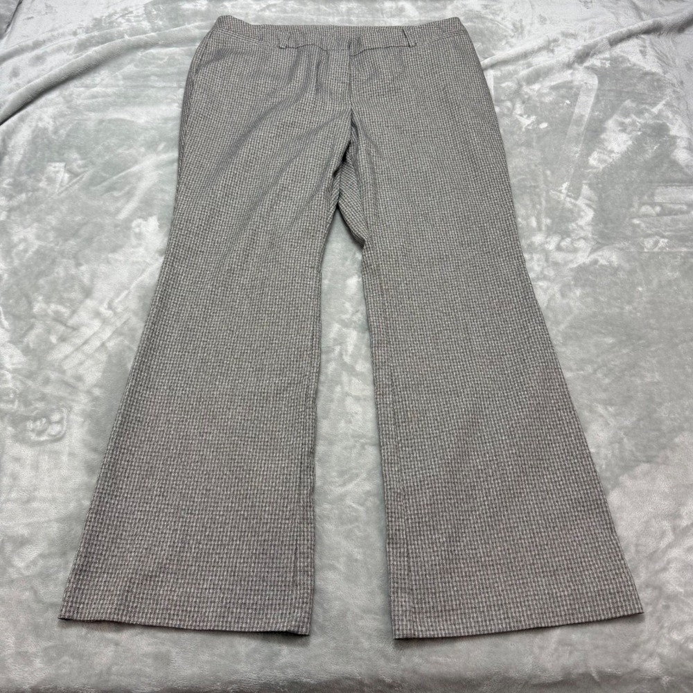 Worthington Grey Plaid Curvy Fit Trousers Women's Size‎ 16 Flare Leg - Picture 2 of 10